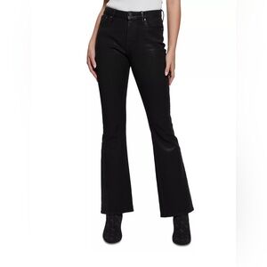 GUESS Women's Sexy High-Rise Flare-Leg Jeans - Coated Black